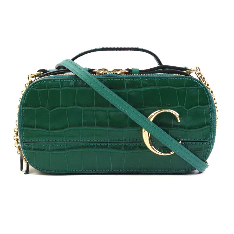 クロエ Chloe ショルダーバッグ 型押しレザー グリーン レディース 56227a