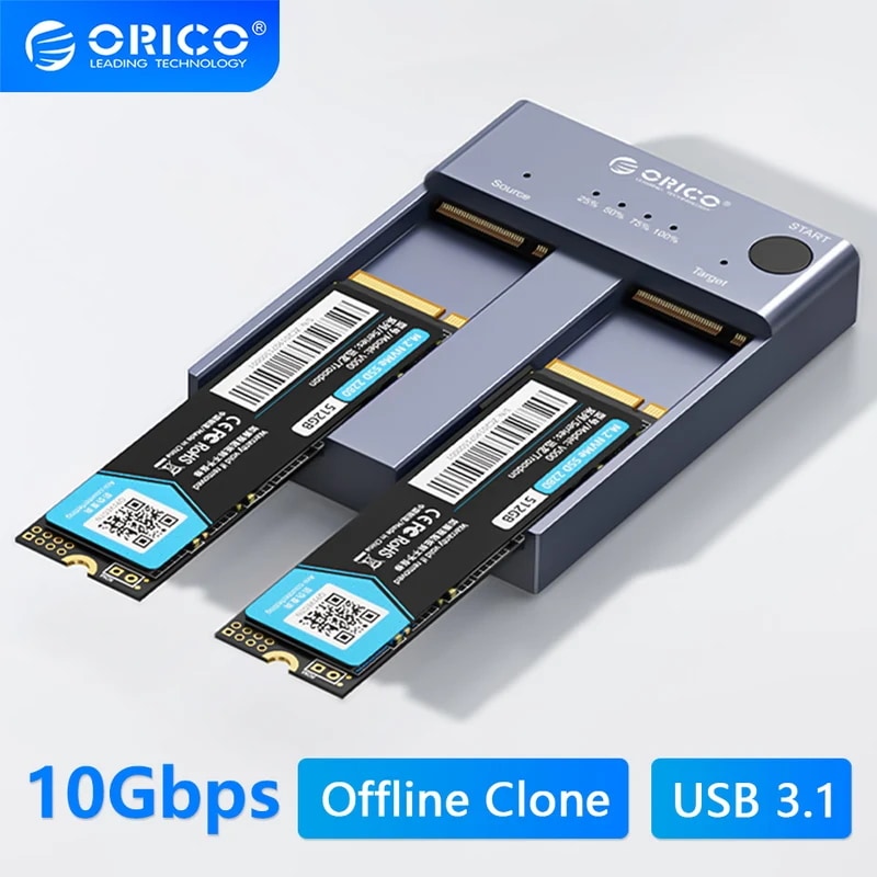 ORICO-M.2 nvme ssdエンクロージャー,オフラインクローン,10gbps,usb c,gen2外部ケース,ハードドライブディスク,デュアルベイポート,コピーストレージボックス,コピー機