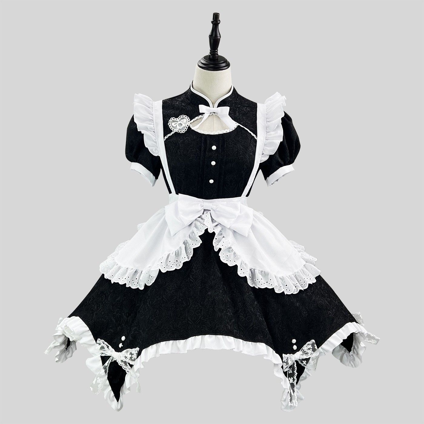 ロリータオリジナル白黒ジャカードcosメイドロリータメイド大判COSメイド服チャイナドレスメイド服