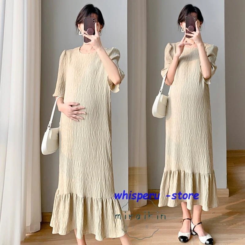 【急速出荷!】可能 マタニティ ワンピース 五分袖 ロング レディース 夏 クルーネック 夏ワンピース 産前産後 ゆると 30代40代 妊娠妊婦 黒ワンピース 着痩せ フォーマル アジアン