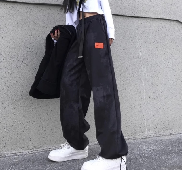 レディース パンツ ボトムス ストレートパンツ ロング 丈長 フルレングス ストレート ストリート ポケット 伸縮性 シンプル カジュアル おしゃれ かっこいい レトロ アジアン ラフ ルーズ