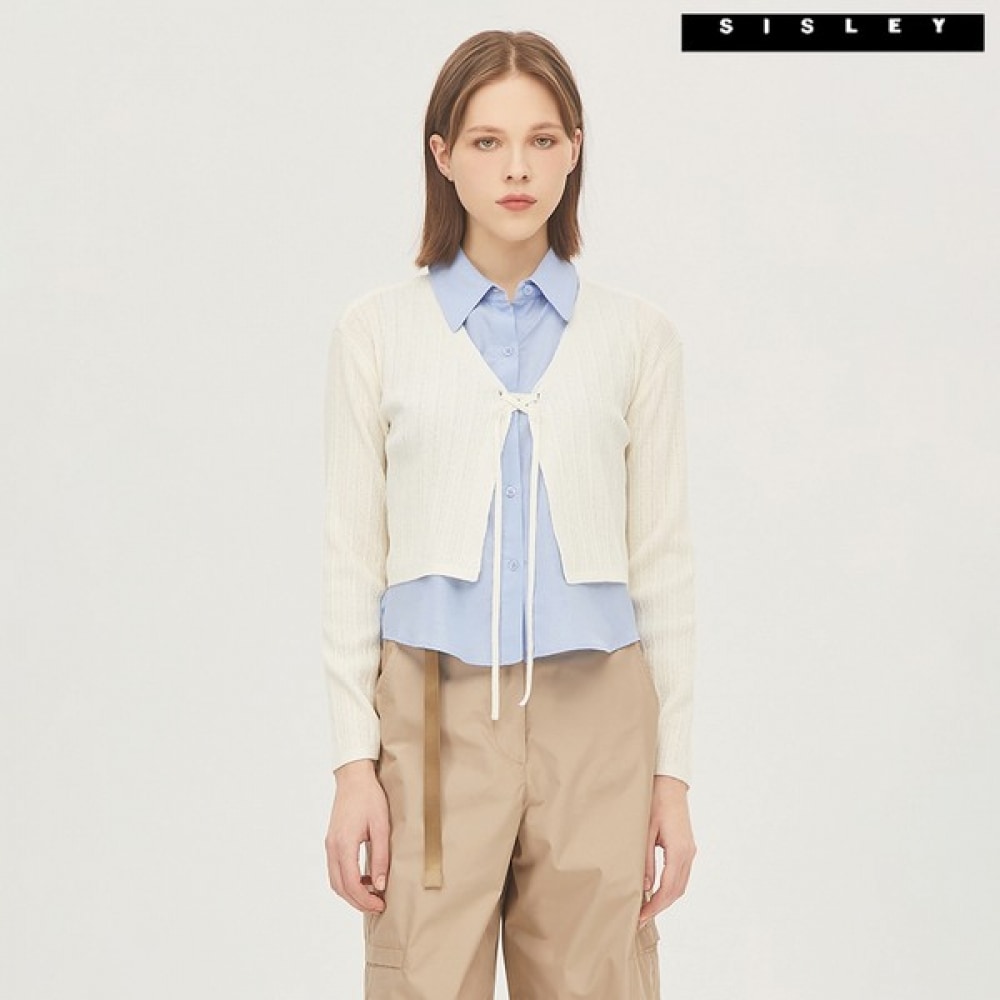 (シスレー) シスレーレイヤードシャツカーディガンセット SAKP32331_IV