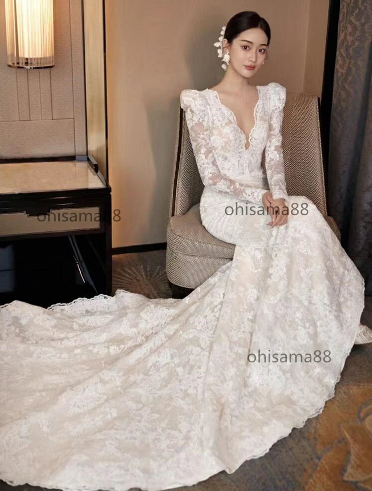 新入庫結婚式ドレス フォトウェディング撮影 きれいめ ウェディングドレス 可愛い レース 前撮りドレス 後撮り お花嫁ドレス 二次会 イブイングドレス お嬢様 ロング丈 パーティードレス 披露宴 タイ