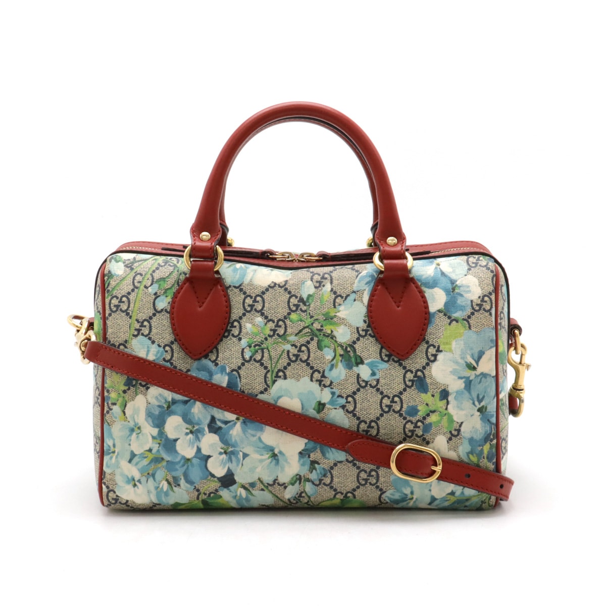 GGブルームス GGスプリーム ハンドバッグ ミニボストンバッグ 2WAY ショルダーバッグ PVC レザー フラワー ベージュ レッド 40952
