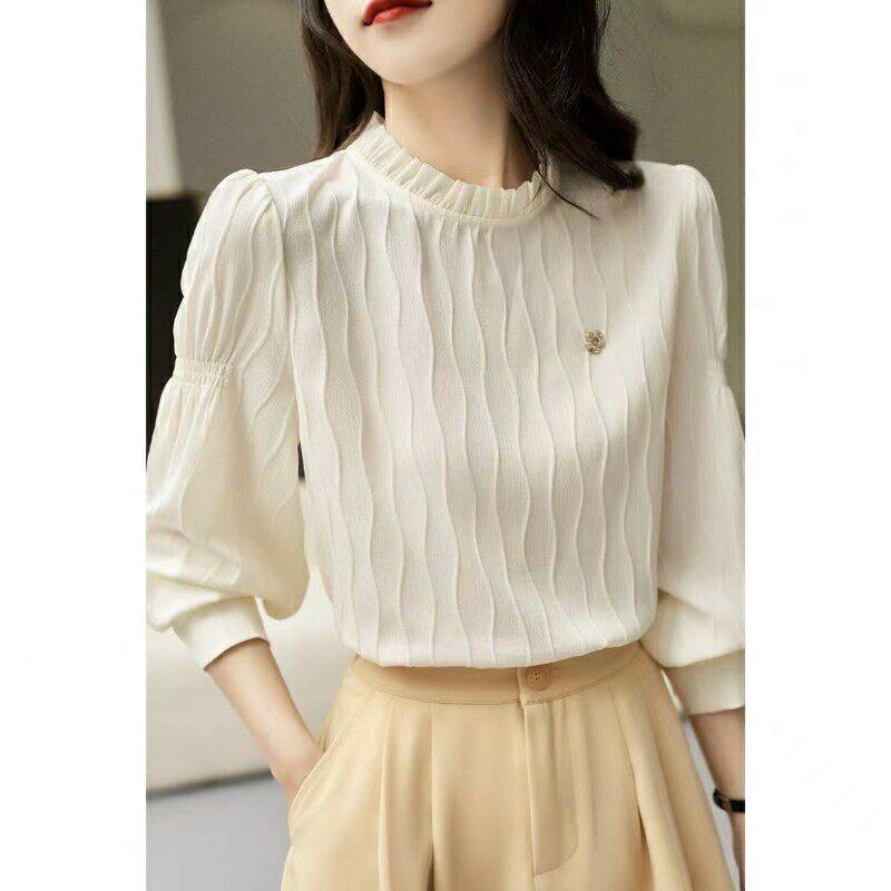 シャツブラウス シャツ 気質 きれいめ 着痩せ 着まわし 上品 肌着 アウター チュニック フォーマル オフィス 大人 フリル襟 可愛い 通勤 大人可愛い 夏 春 5,284円