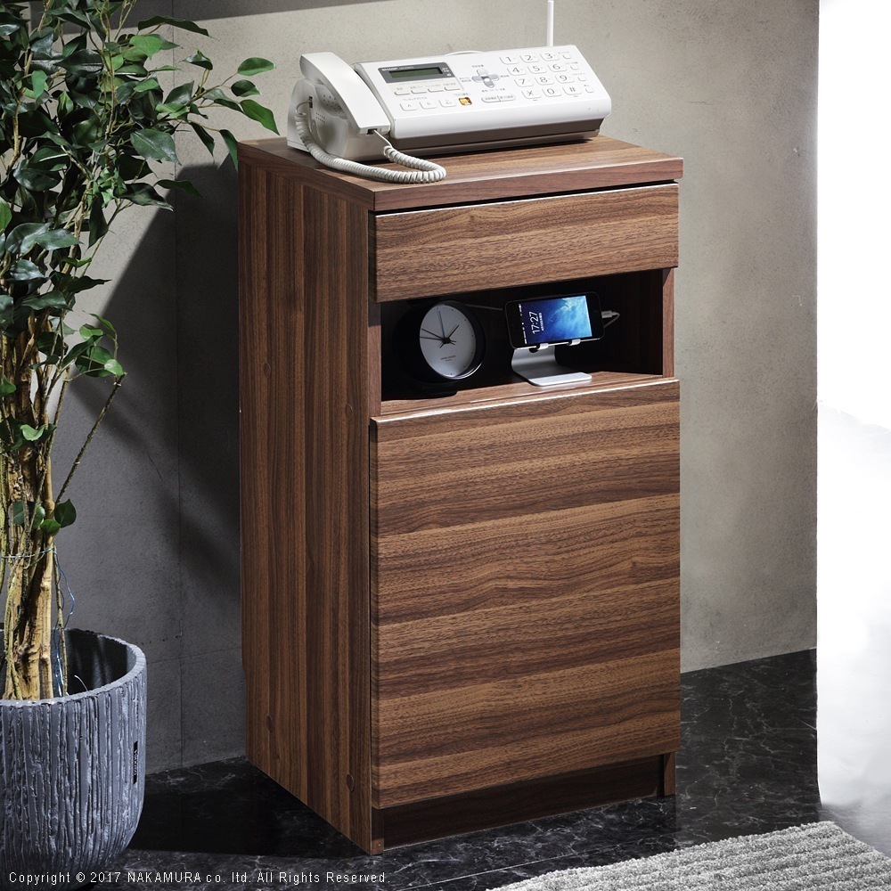ラック 棚 キャビネット 扉付き ナチュラルモダン おしゃれ 木目柄 ウォールナット サイドボード 木製 薄型 スリム ブラウン 幅40cm
