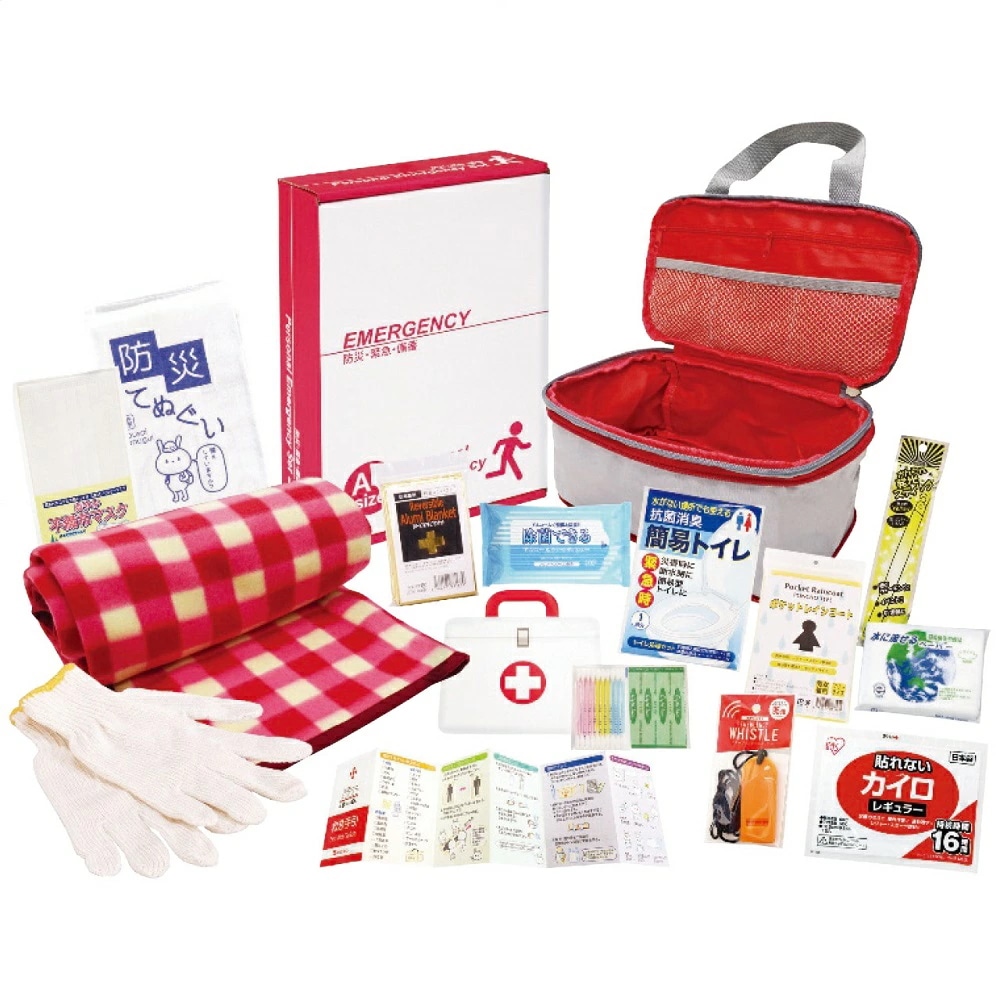 圧縮できる非常持出14点セット CO-40 4308-034 防災グッズ 防災セット 非常用持ち出し袋 防災バッグ 避難セット 災害グッズ 防災 女性 トイレ 簡易トイレ 非常用トイレ 圧縮袋