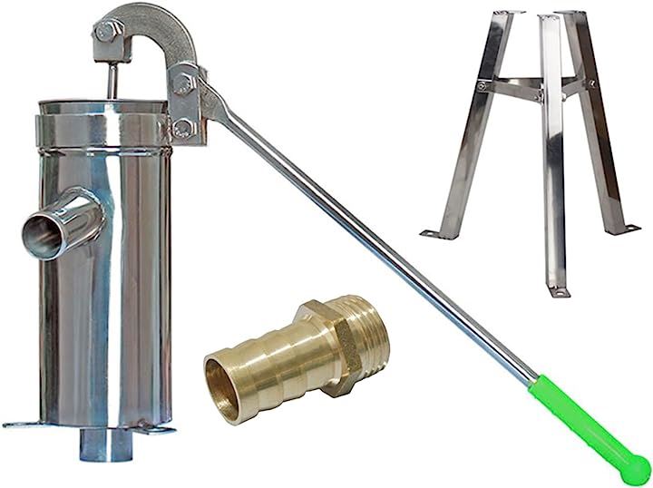 ステンレス製 手押しポンプ本体 ポンプ取付台 ホース取付金具 3点セット