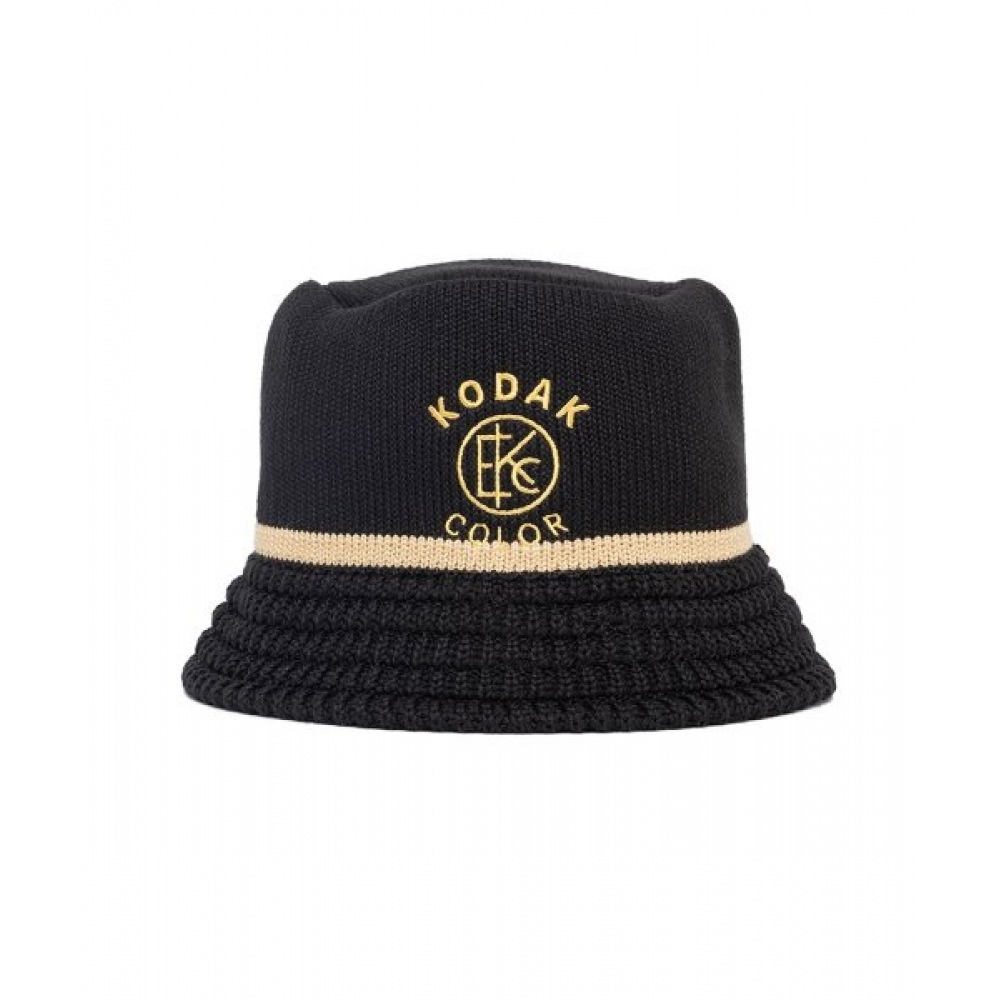 KODAK (コダック) コダックカラーニットバケットハットブラック