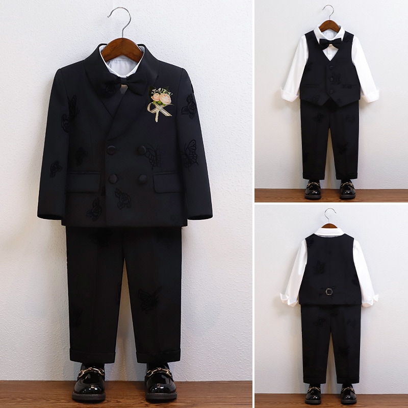 子供用 スーツ 男の子 子供っぽい プリント 小さなスーツ 男の子 スピーチ 司会 ピアノ 発表会 衣装 フラワーボーイ 1歳 礼服