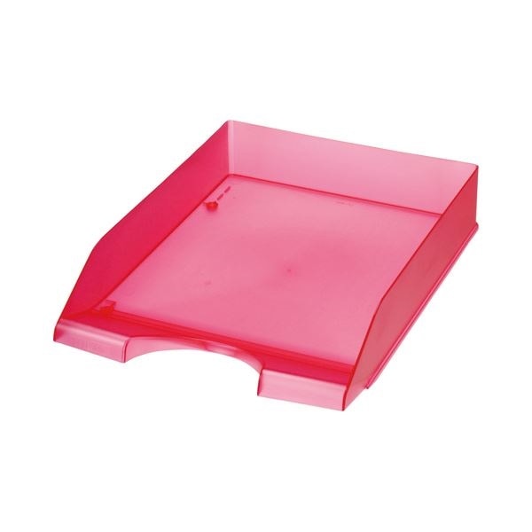 （まとめ） クルーズ スケルトンカラーレタートレーA4タテ レッド LT-500RE 1セット（3個） 5セット