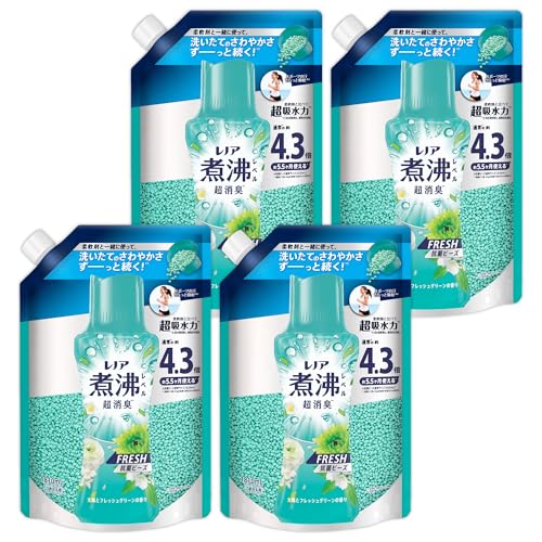 レノア 煮沸レベル超消臭 抗菌ビーズ FRESH 太陽とフレッシュグリーンの香り 詰め替え 1810mL×4袋 [大容量] [ケース品]