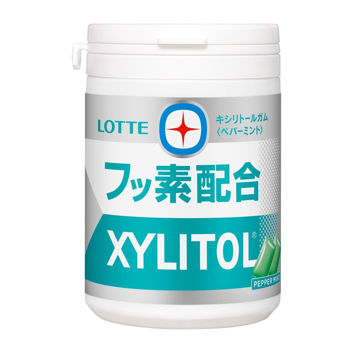 ロッテ キシリトールガム +フッ素 ペパーミント スリムボトル 125g×6個入