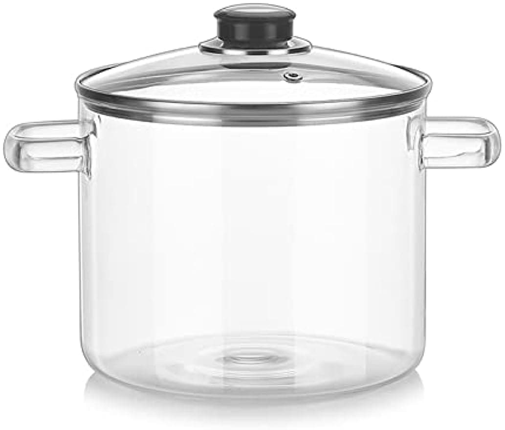 大容量クッカー 家庭用スープ鍋 調理鍋 インスタントラーメン ふた付き煮込みスープ鍋 両耳ガラス鍋