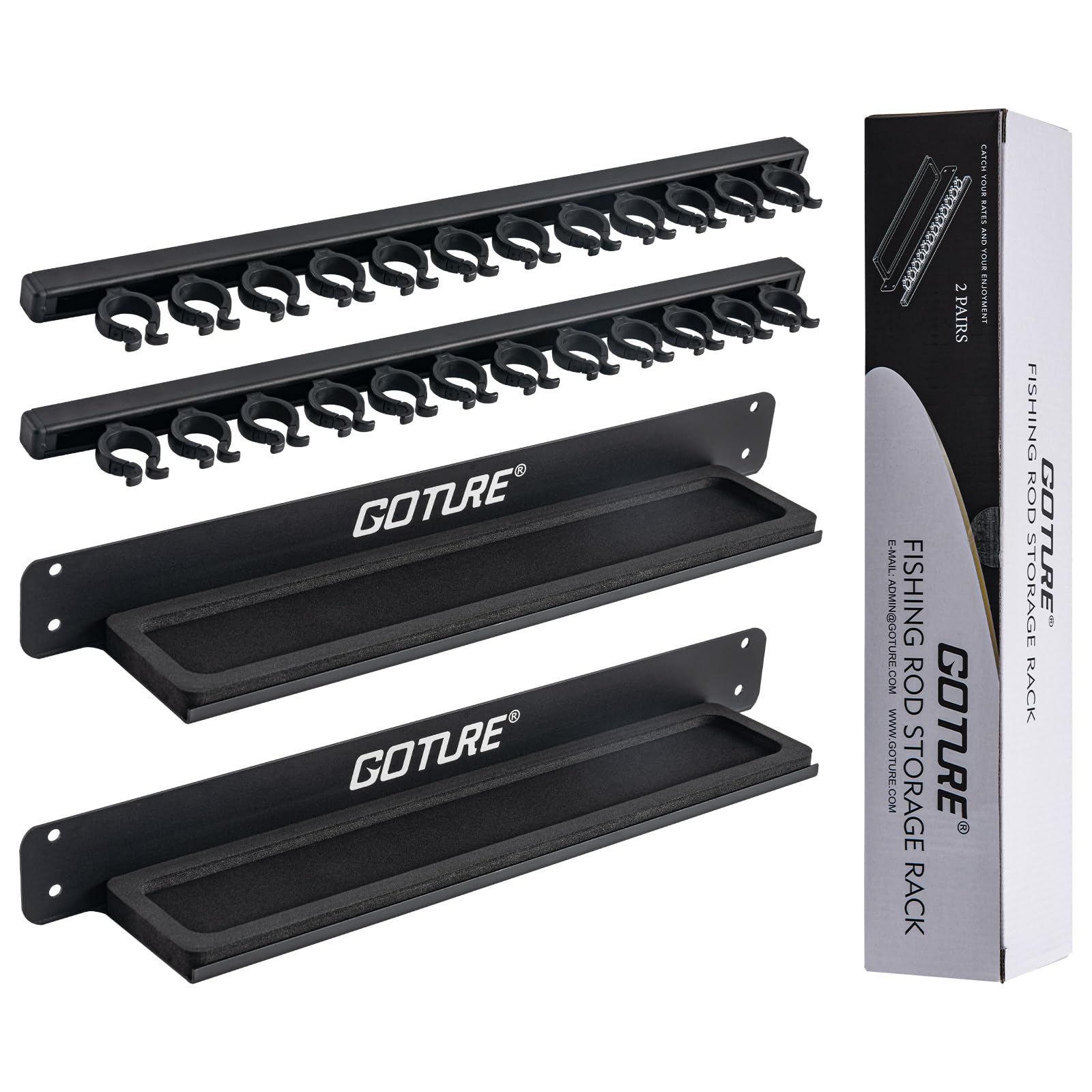 Goture ロッドスタンド 釣り 壁掛け ロッドホルダー 竿立て 最大24本収納 耐荷重10-20kg 縦置き式 釣り竿収納 省スペース 竿たて ブラック