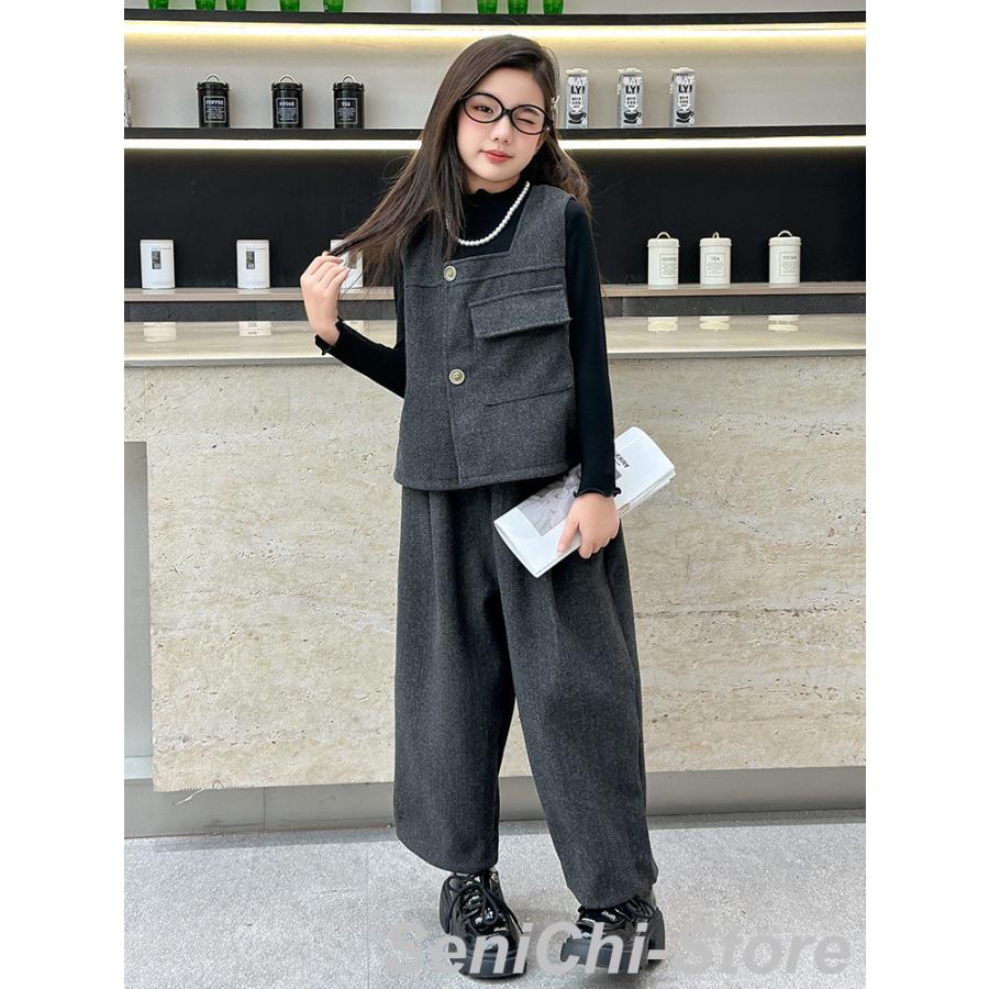 卒業式 パンツスーツ フォーマル 3点セット ピアノ発表会 チェック柄 女の子 韓国風 女の子 七五三 卒服 子供 ジュニア パンツ 入学式 学園祭 結婚式 子供スーツ