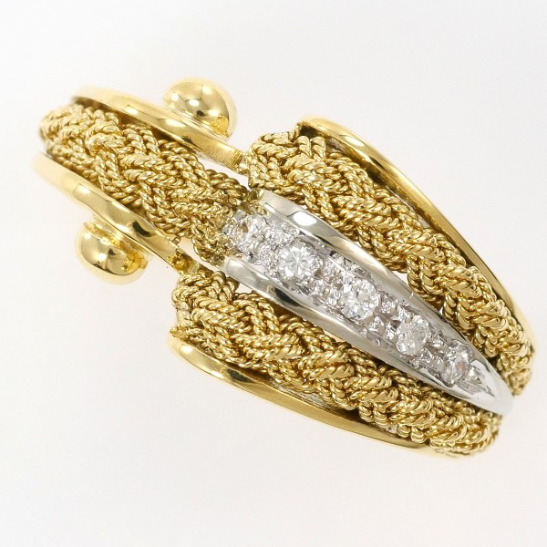 K18 18金 YGWG リング 指輪 9.5号 ダイヤ 0.09 カード鑑別書 ジュエリー 中古