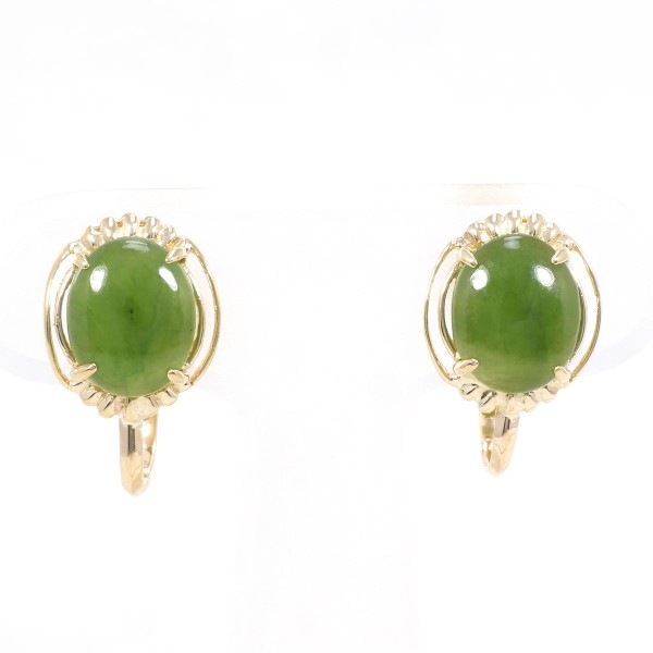 K10 10金 YG イエローゴールド イヤリング ネフライト 総重量約2.6g ジュエリー 中古