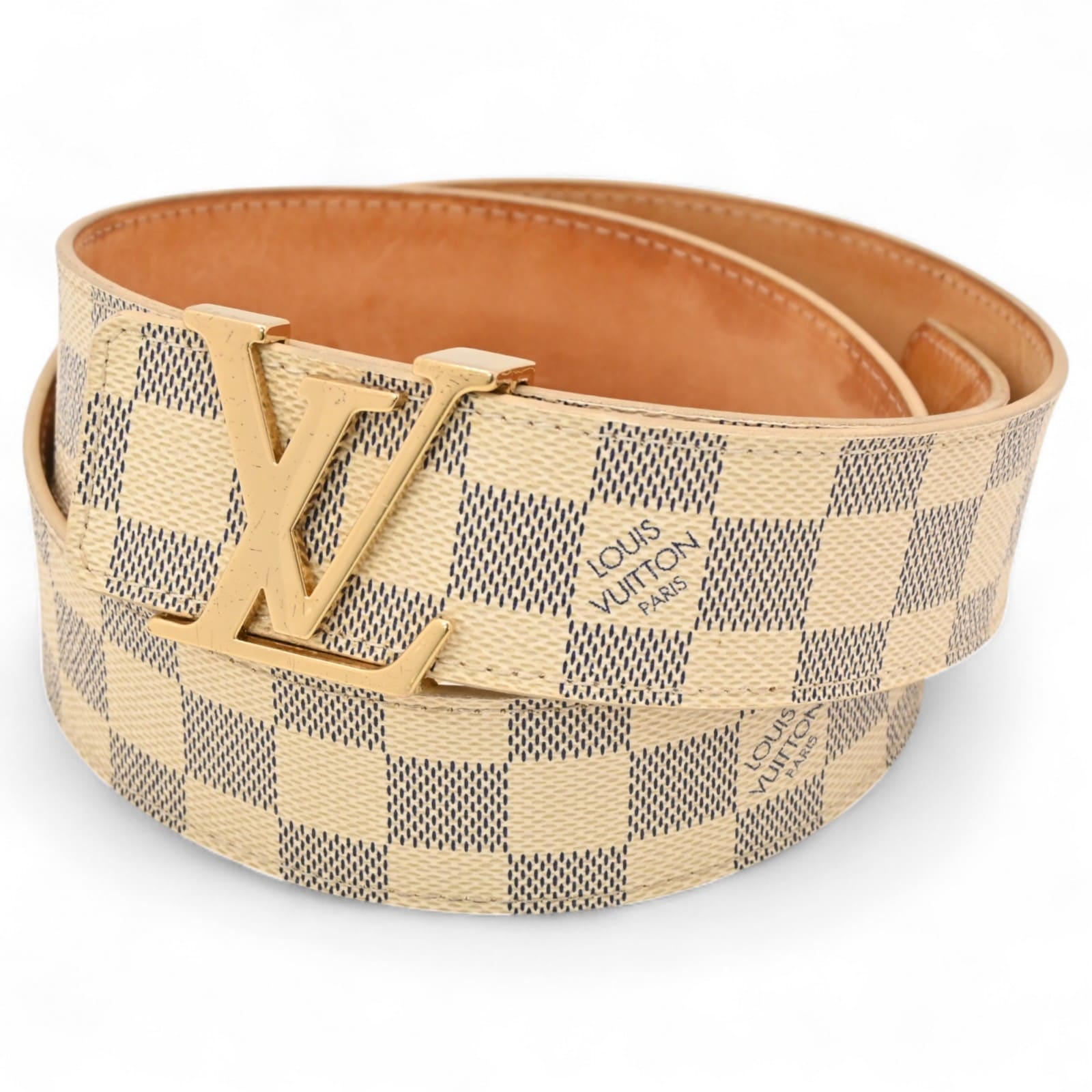 ルイヴィトン ダミエ アズール サンチュールイニシアル ベルト 95/38 Bランク lv5521bf