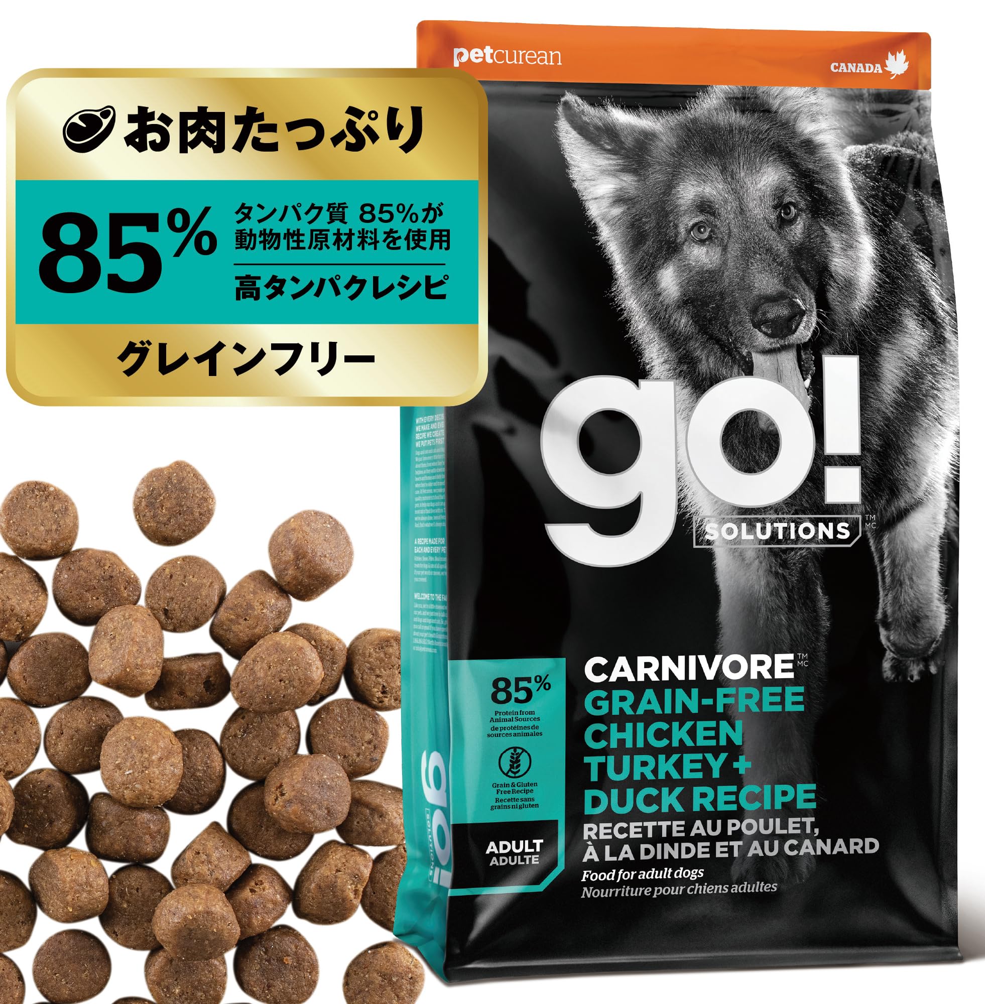 【お肉たっぷり】 GO! SOLUTIONS カーニボア ドッグフード 2.3kg グレインフリー 高タンパク 低糖質 成犬 全犬種 チキンターキー＆ダック [ゴーソリューションズ]