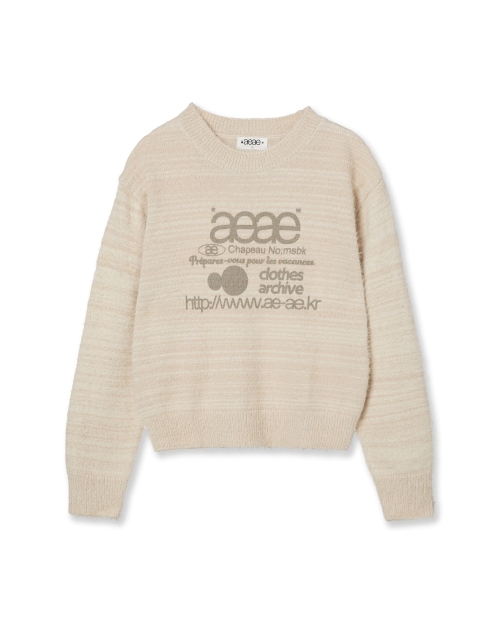 【AEAE】 WEB LOGO CROP HAIRY KNIT [IVORY] 正規品
