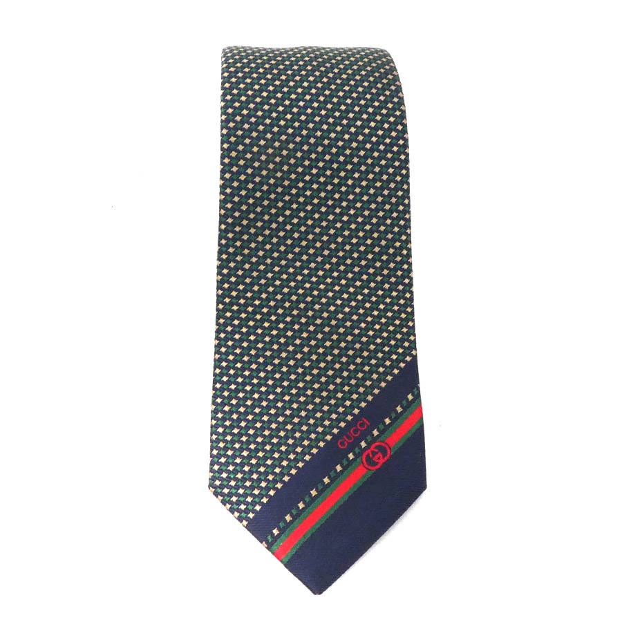 グッチ GUCCI ネクタイ シルク グリーン系 メンズ 56169a