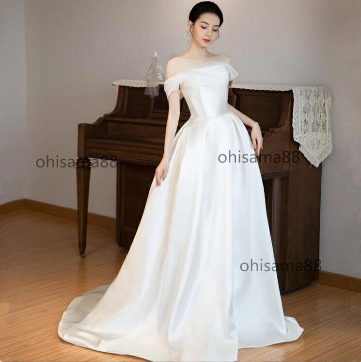 【本日限定】前撮りドレス 後撮り お花嫁ドレス きれいめ ロング丈 パーティードレス 披露宴 お姫様 ウェディングドレス 結婚式ドレス フォトウェディング撮影 ワンピース 肩出し 可愛い 二次会 イブ