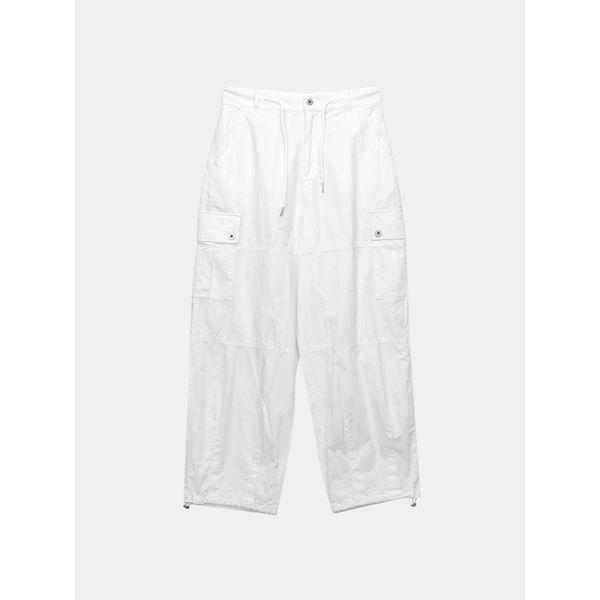 男性バックバンディングカーゴパンツ 裾ストリング ワイド コットンパンツ SXRP007_P394688176