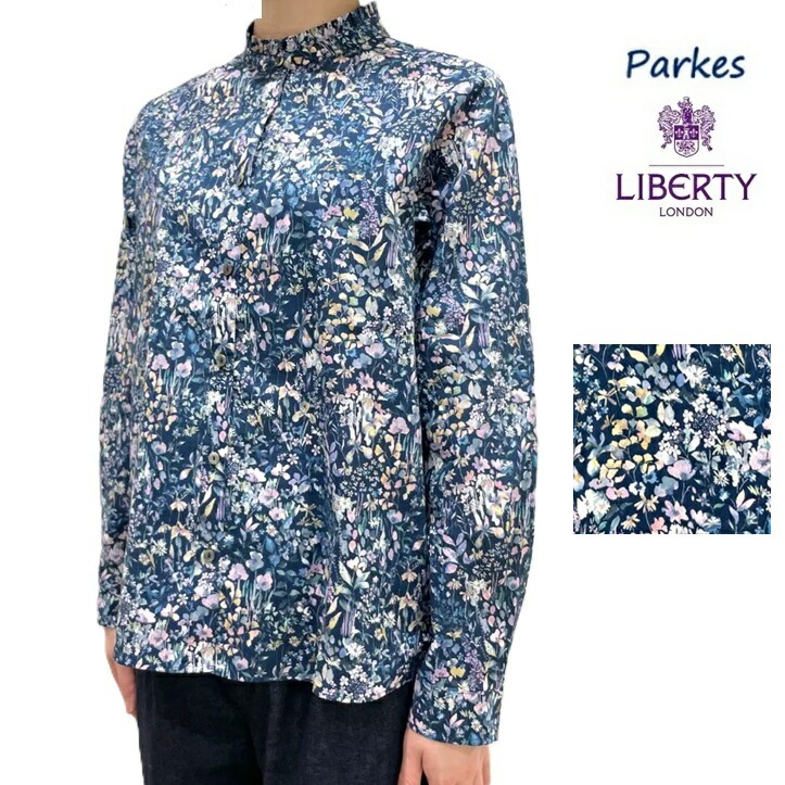 パークス Parkes ブラウス 長袖 シャツ リバティ LIBERTY Mサイズ 日本製 総柄 薄手 春夏 キレイ目 10,395円