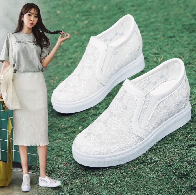 【20点セット】厚底スリッポン　厚底スニーカー　靴　シースルースリッポン　インヒールスニーカー　　レディース 　シューズ　脚長効果　メッシュ　PU ウェッジソール 　ソール3＋インヒール3　歩きやすい