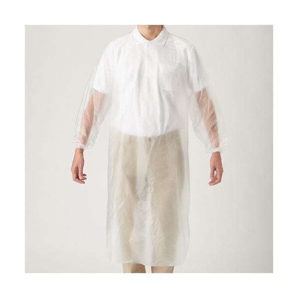 川西工業ポリエチ袖付エプロン フリーサイズ クリア 4442 1セット（200枚：10枚x20箱）