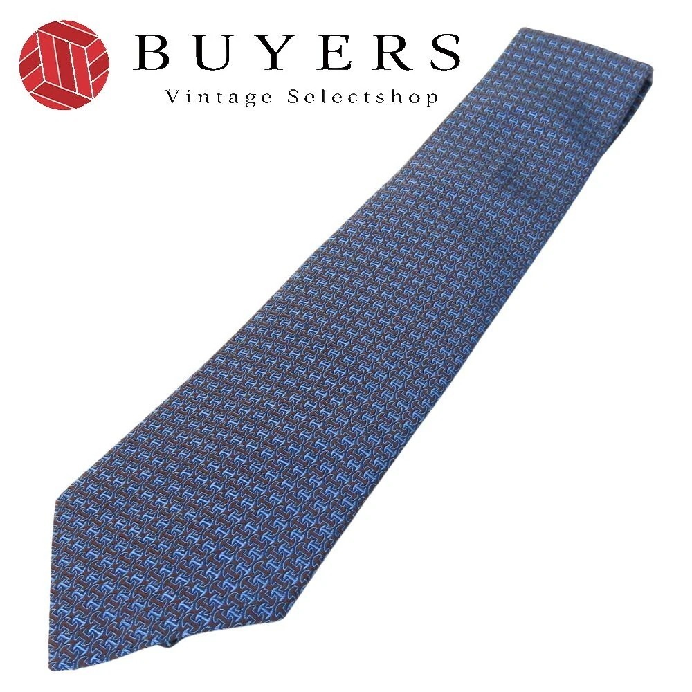 中古 ネクタイ シルク ブルー ブラウン スーツ アパレル ビジネス メンズ 男性