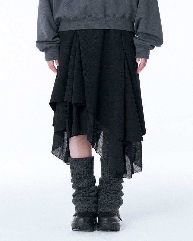 Unbalanced layered skirt BLACK