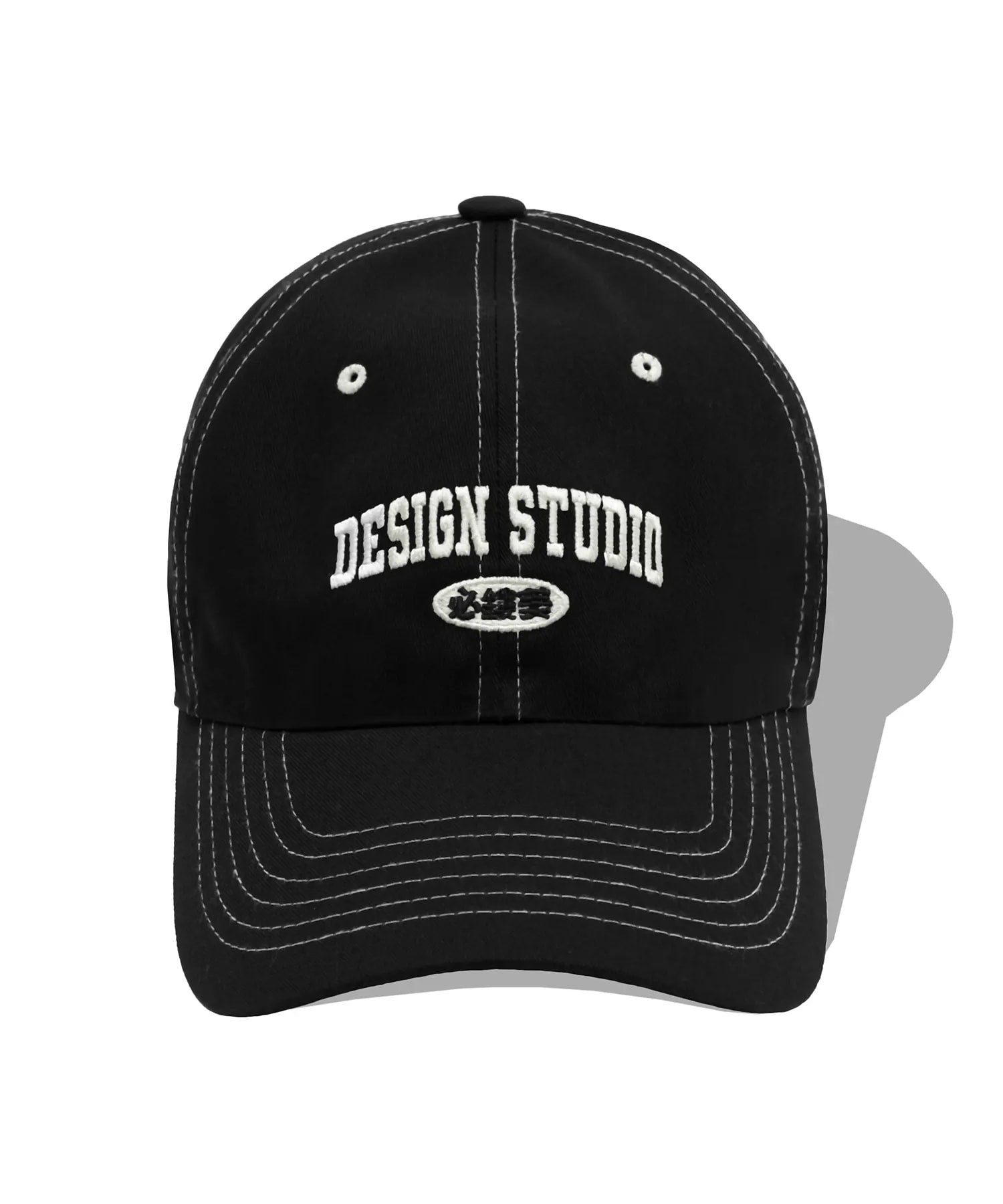 ステッチ ポイント ボール キャップ-ブラック