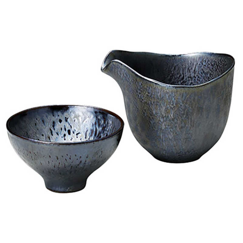MMODE　益見窯 酒器 冷酒杯 (冷酒徳利＆高台盃)セット 銀彩 シルバー　06732