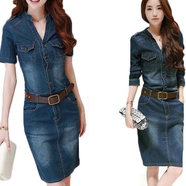 韓国風 長袖 ショート丈 秋 きれいめ 夏 デニム 冬 春夏 デニムワンピース 二次会 40代 ワンピース OL通勤 レディース おしゃれ ベルト付き ホワイトデー THOM 着痩せ WILLS