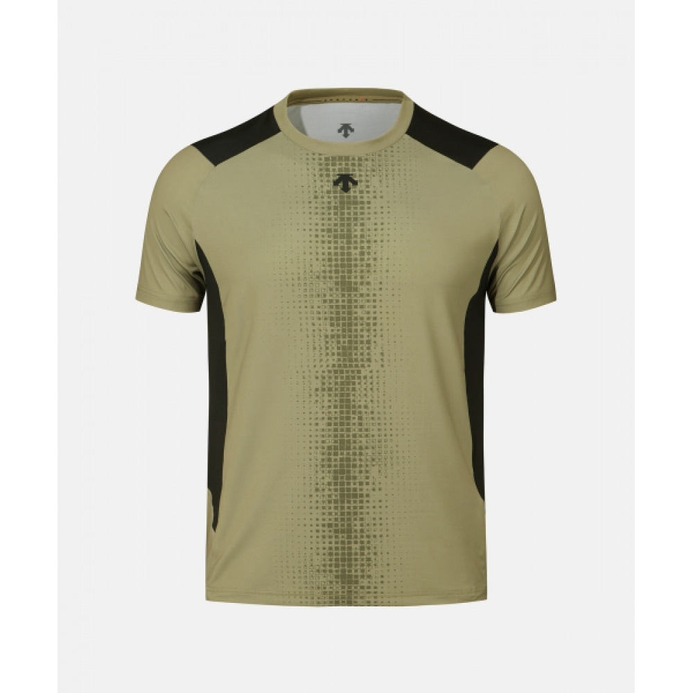 DESCENTE メンズカラーブロックグラフィックショートスリーブ T シャツライトカーキ SR321TTS73