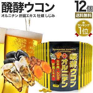 醗酵ウコン＋オルニチン 180粒*12個 約264-360日分 肝臓エキス 肝臓サプリ 肝臓ケアサプリメント 肝臓サポート サプリメント サプリ