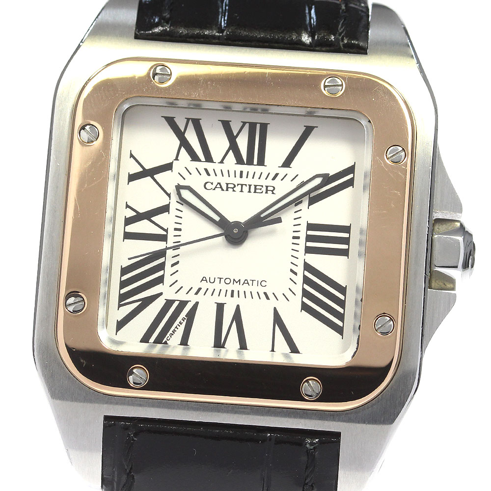 カルティエ CARTIER W20107X7 サントス100MM PGベゼル 自動巻き ボーイズ _831759【中古】 623,300円