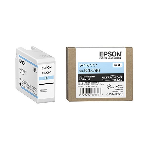 (まとめ) (純正品) EPSON(エプソン) ICLC96 インクカートリッジ ライトシアン (×3セット)