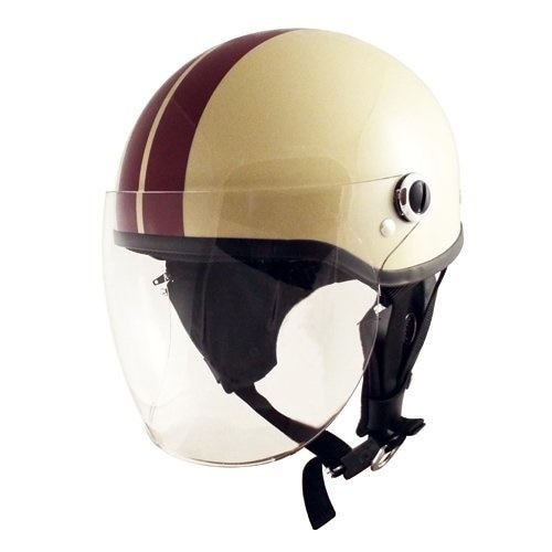 TNK シールド付ハーフ型ヘルメット SQ-32 アイボリー/ブラウン FREE（58-59cm） 51189