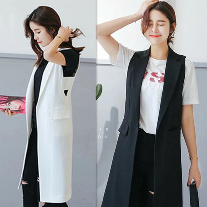 【急速出荷!】ジレ カジュアルコート ミディアム丈 夏 スーツ素材 薄手生地 裏地無し ロングジレ ロングベスト レディース トレンチベスト ロング丈スーツベスト 2XL 3XL 4XL 大きいサイズ