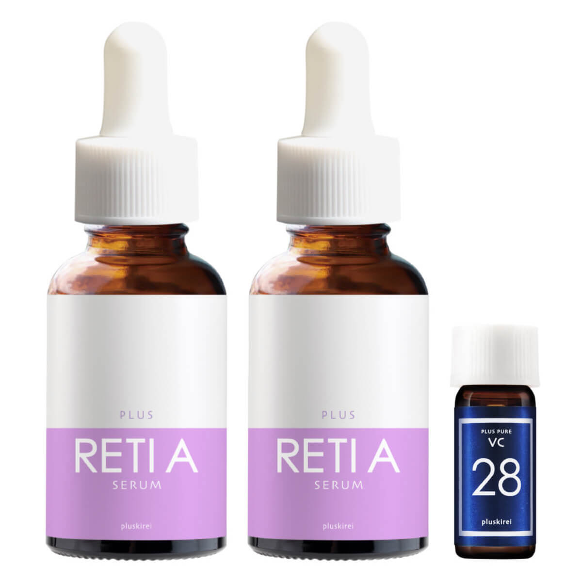 プラスレチAセラム 30mL 2個 + VC28ミニ レチノール ピュアビタミンC 28% 高濃度美容液 セット 浸透型 両親媒性美容液 セラミド