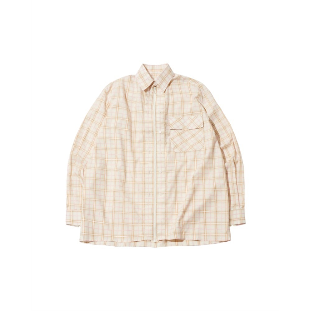 THE MUSEUM VISITOR ZIPUP CHECK SHIRT BEIGE 15642