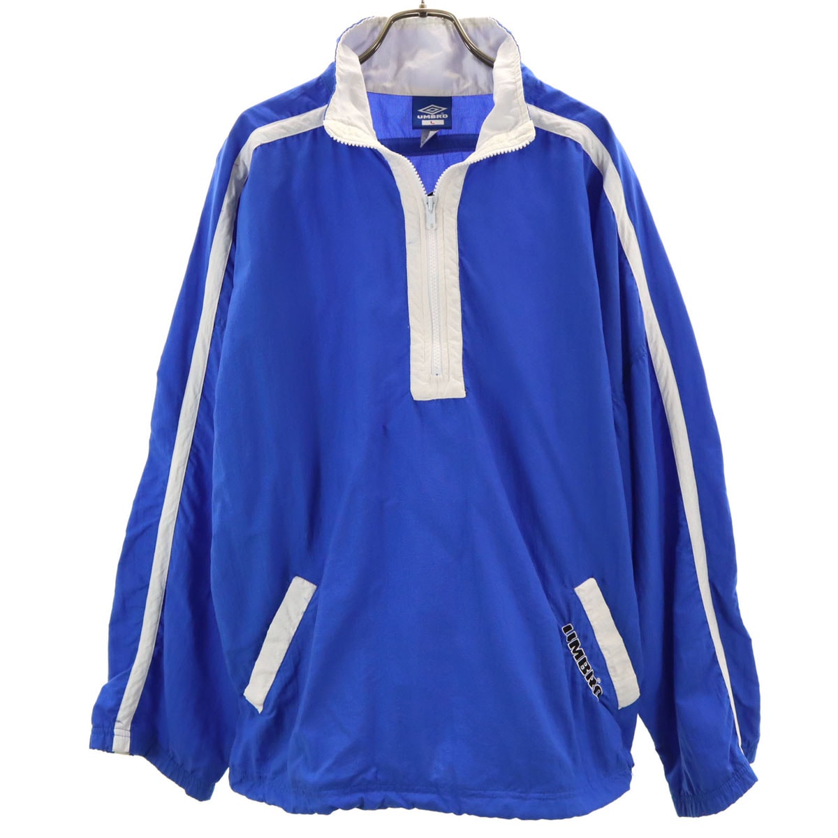 90s オールド ハーフジップ ナイロンジャケット L ブルー プルオーバー メンズ 古着