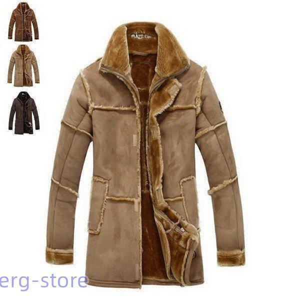 メンズライダースコートミリタリージャケットブルゾン秋冬服裏起毛裏ボア厚手ムートン防寒 革レザー3色