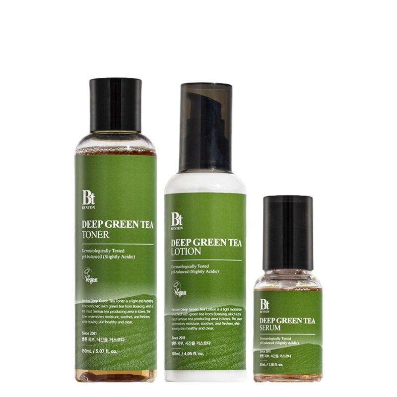 【ベントン】深緑茶3種セット（トナー150mL+ローション120mL+セラム35mL）