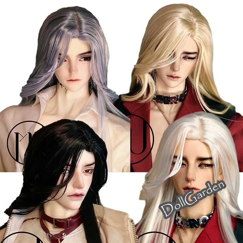 BJD 1/3 1/4 ドール用ウィッグ ロング 高温糸 セット済み 黒 白 金 赤 青 SD/小顔SD/MSDサイズ球体関節人形用ウィッグ