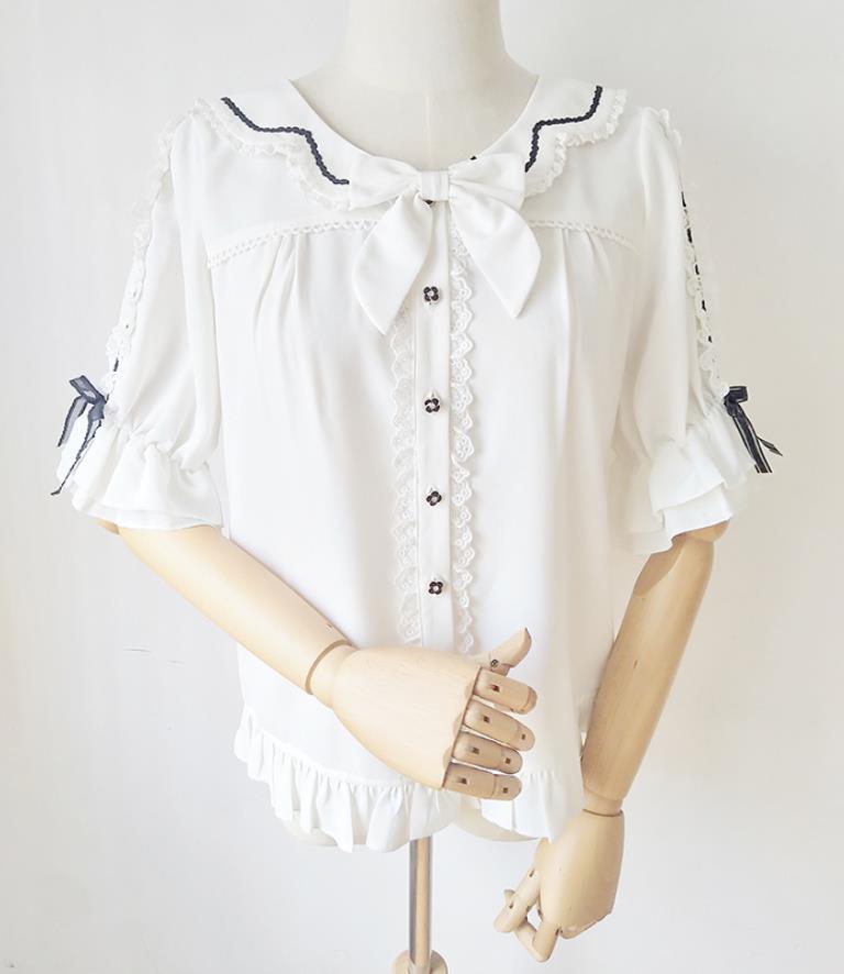 233【新作登場 最安値】ロリータ 　 シャツ　レディース　トップス　コスプレ ブラウス　メイド服 コスチューム 文化祭 学園祭 衣装 仮装 ハロウィン おすすめ 可愛い 半袖