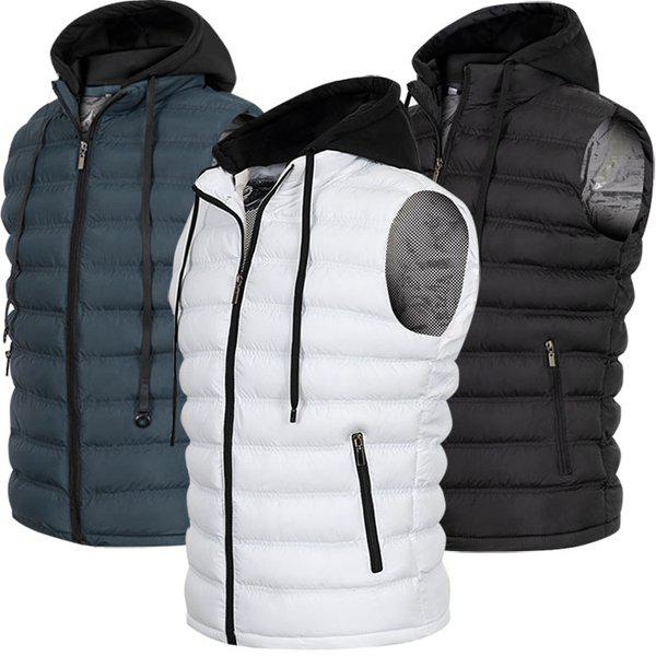 高周波発熱裏地フード取り外し可能軽量パディングジップアップベストゴルフ